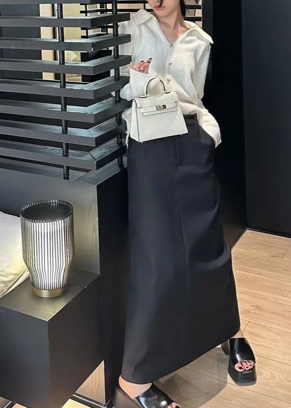 Falda Maxi Clara de Cintura Alta – Silueta Recta Gris Carbón