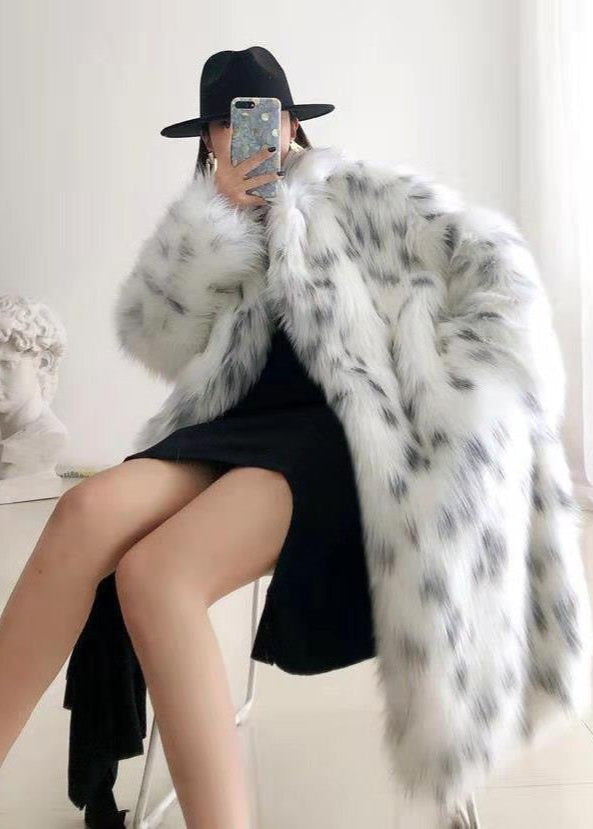 Aspen Spotted Faux Fur Long Coat