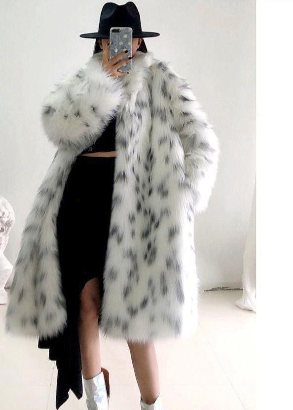 Aspen Spotted Faux Fur Long Coat