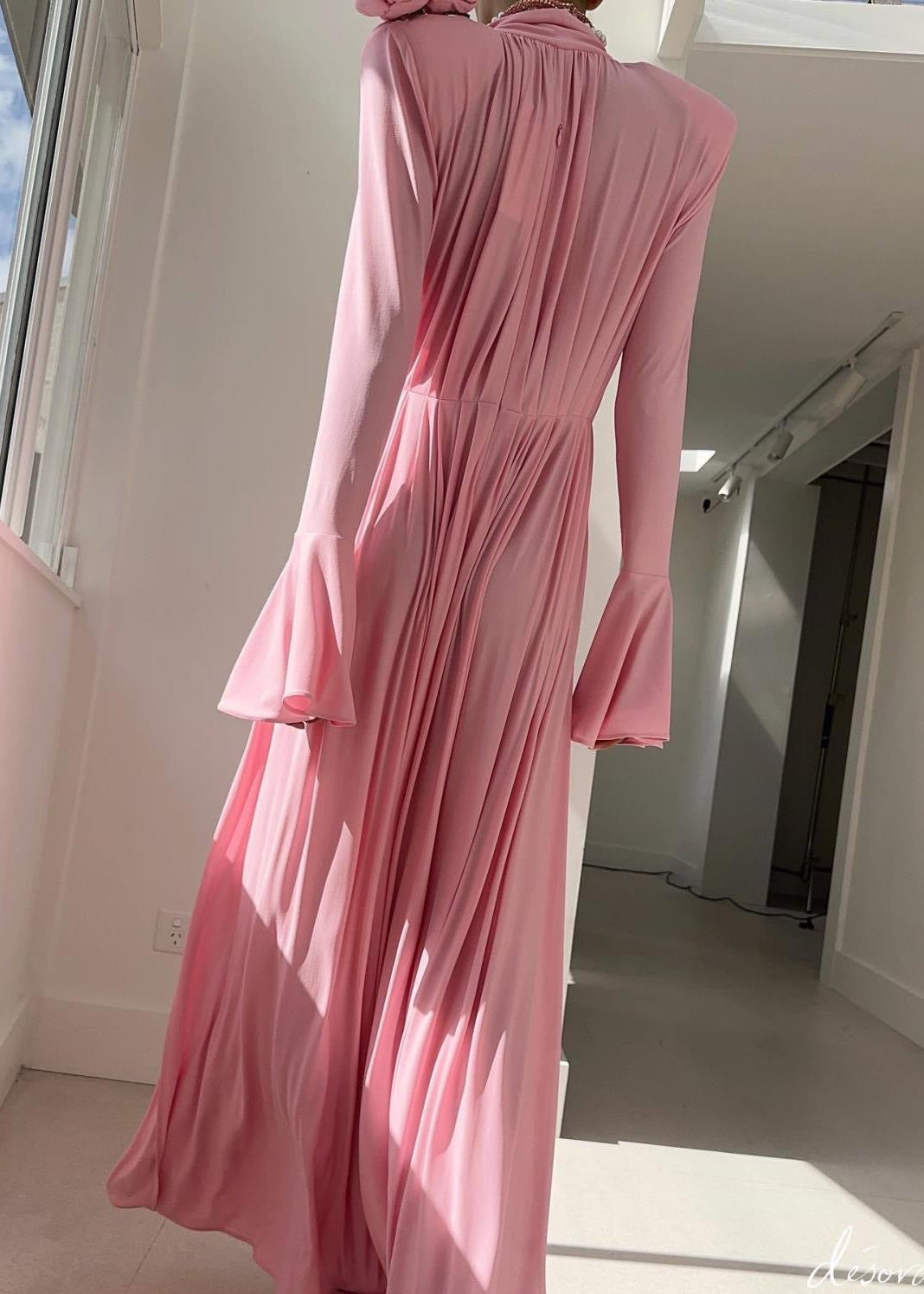 Elowen – Long Sleeve Rose Accent Gown