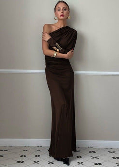 Marceline – One-Shoulder Draped Evening Gown