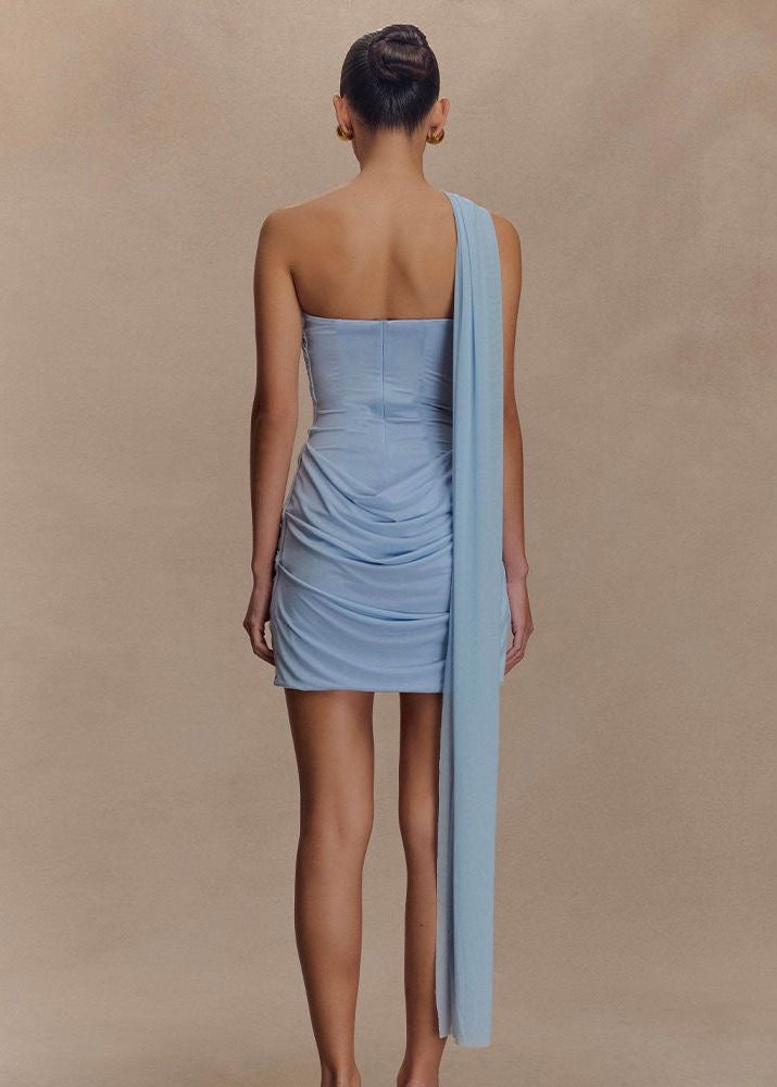 Celina - One Shoulder Draped Mini Dress