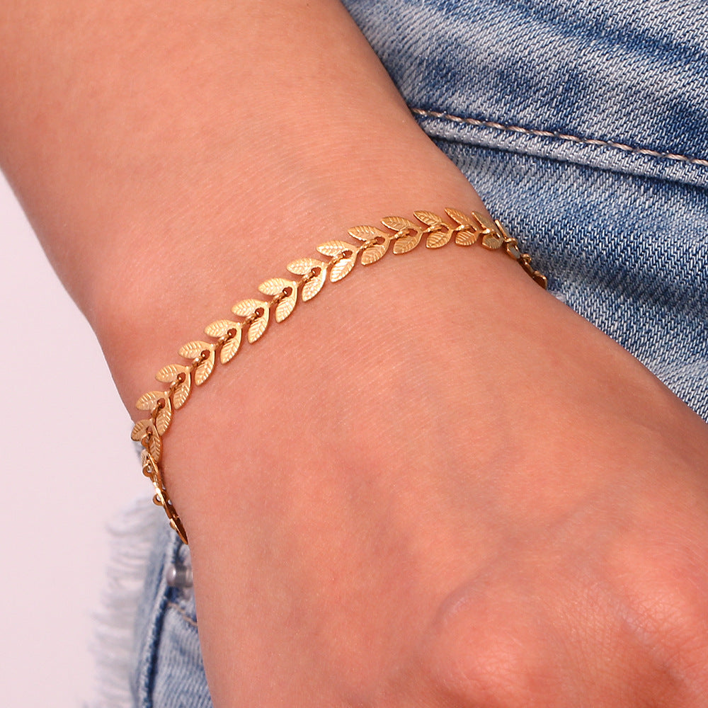 Laurel Leaf Gold Bracelet