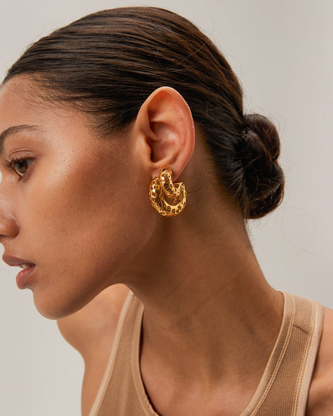 Luna Lace - Gold Hoop Earrings