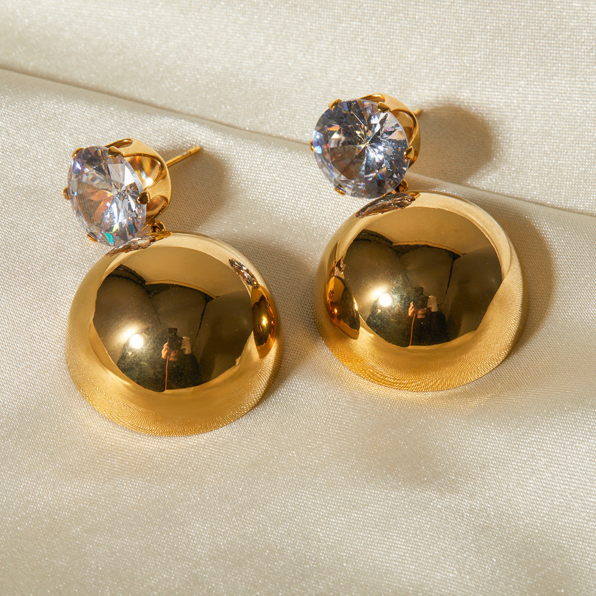 Lyra Gold Dome Earrings