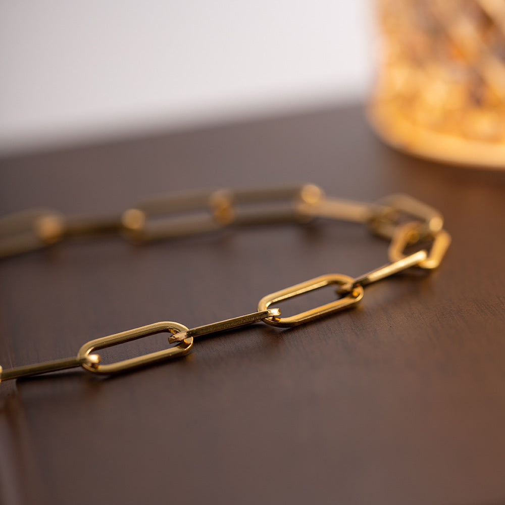 Modern Link - Gold Paperclip Chain Necklace