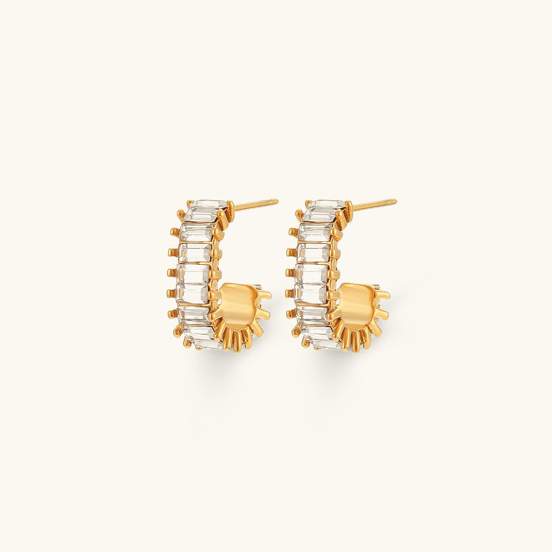 Nova Baguette - Gold Diamond Simulant Earrings