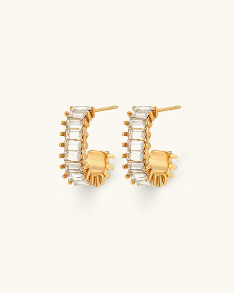 Nova Baguette - Gold Diamond Simulant Earrings