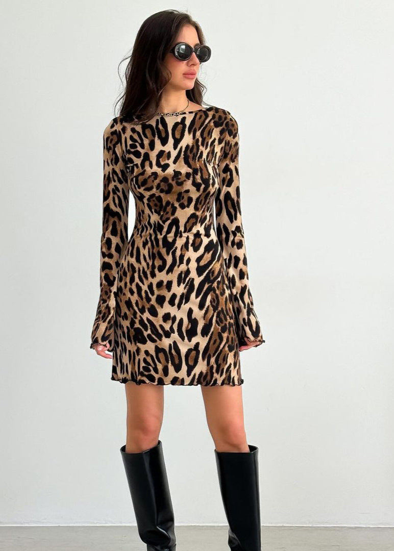 Wild Instincts Mini Dress – Leopard Print with Open Back