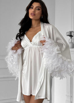 Feather Luxe Satin Nightwear Set