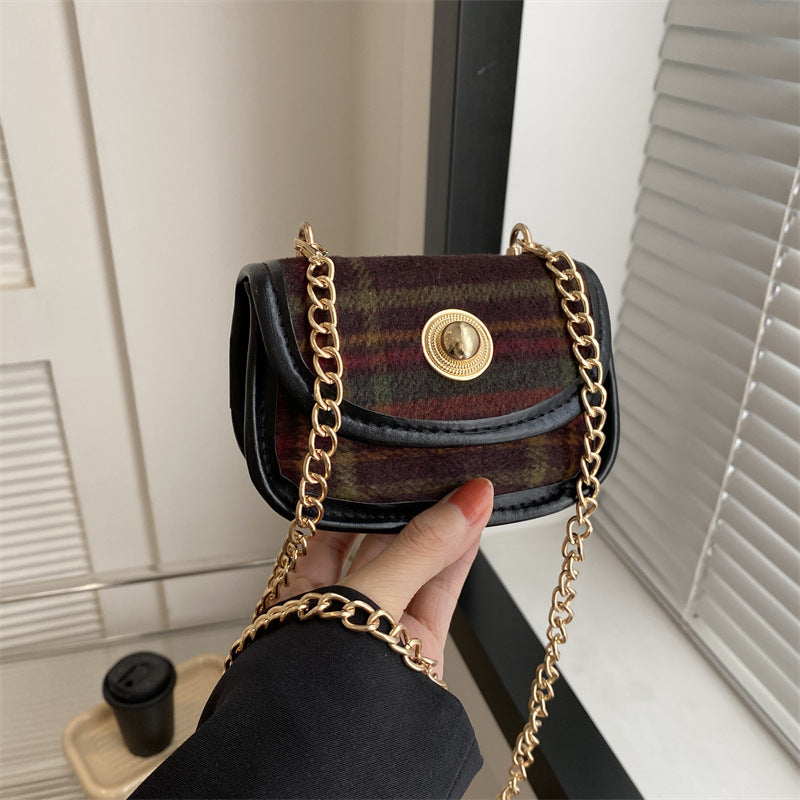 Plaid-Woolen Retro Shoulder Bag