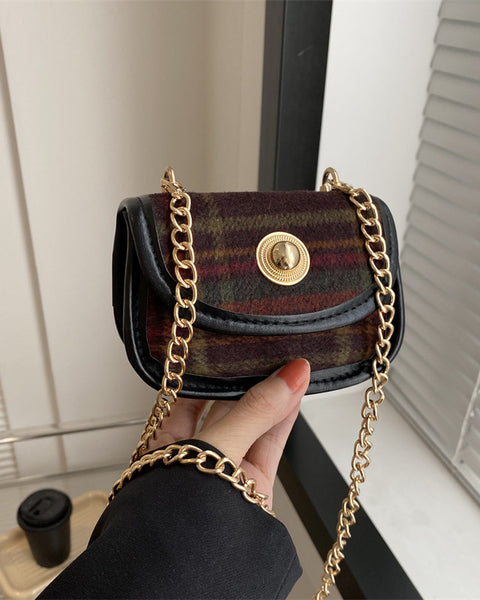 Plaid-Woolen Retro Shoulder Bag