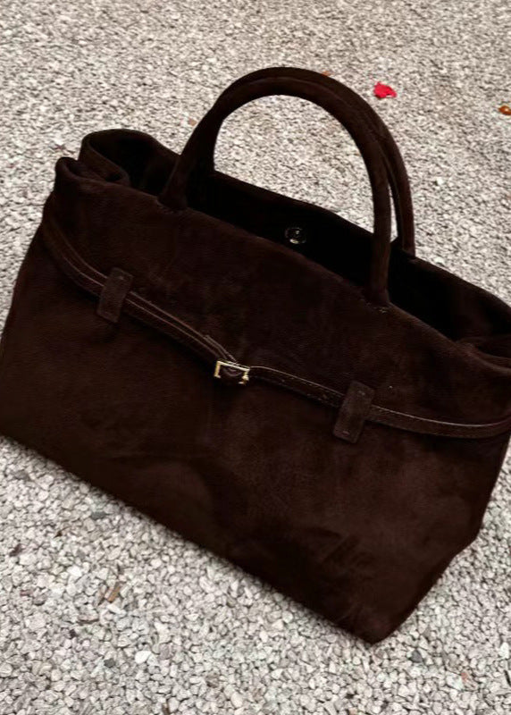 Suede Buckled Tote Bag