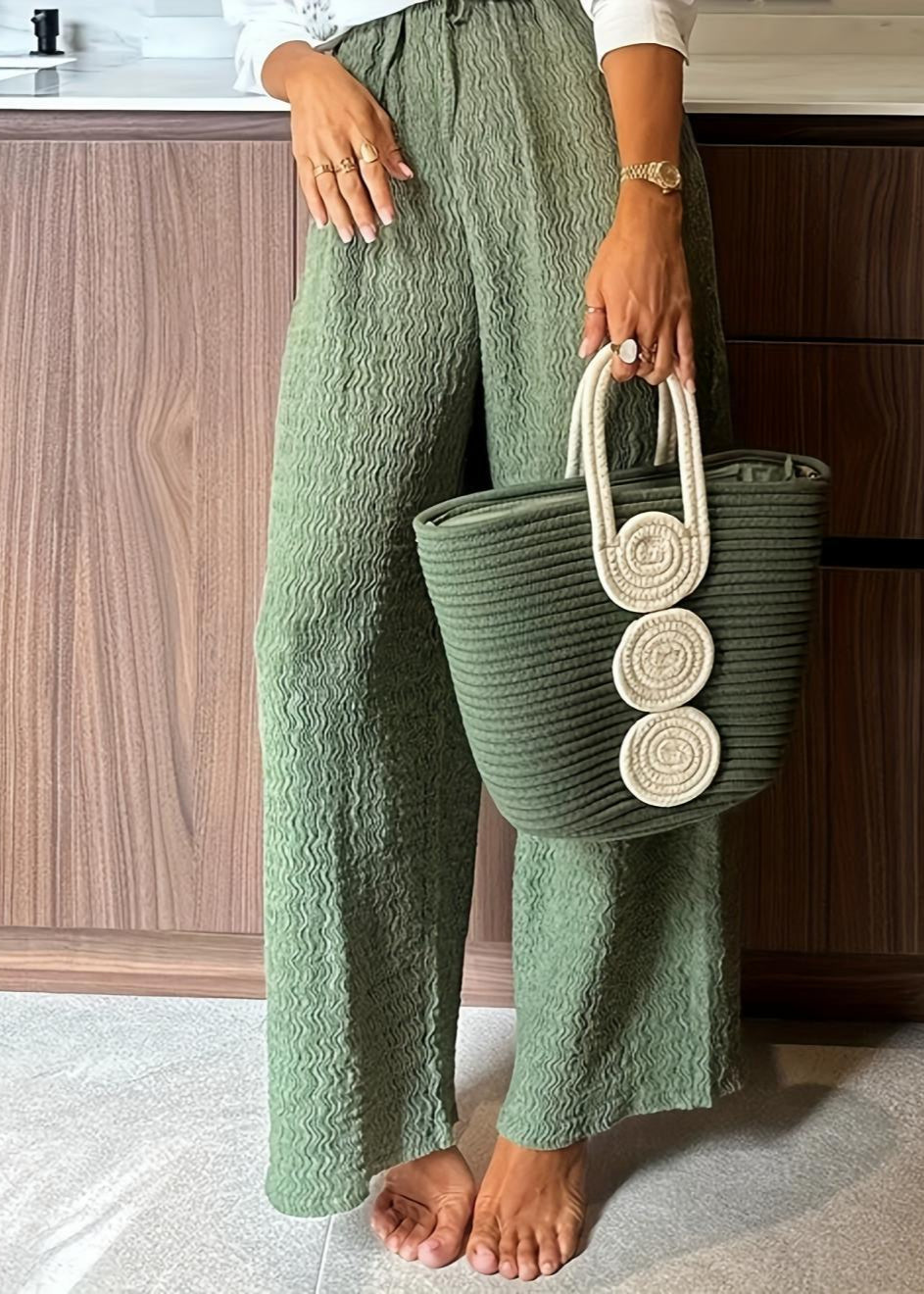 Palma Embroidered Shirt & Crinkle Pants Set – Tropical Two-Piece Outfit