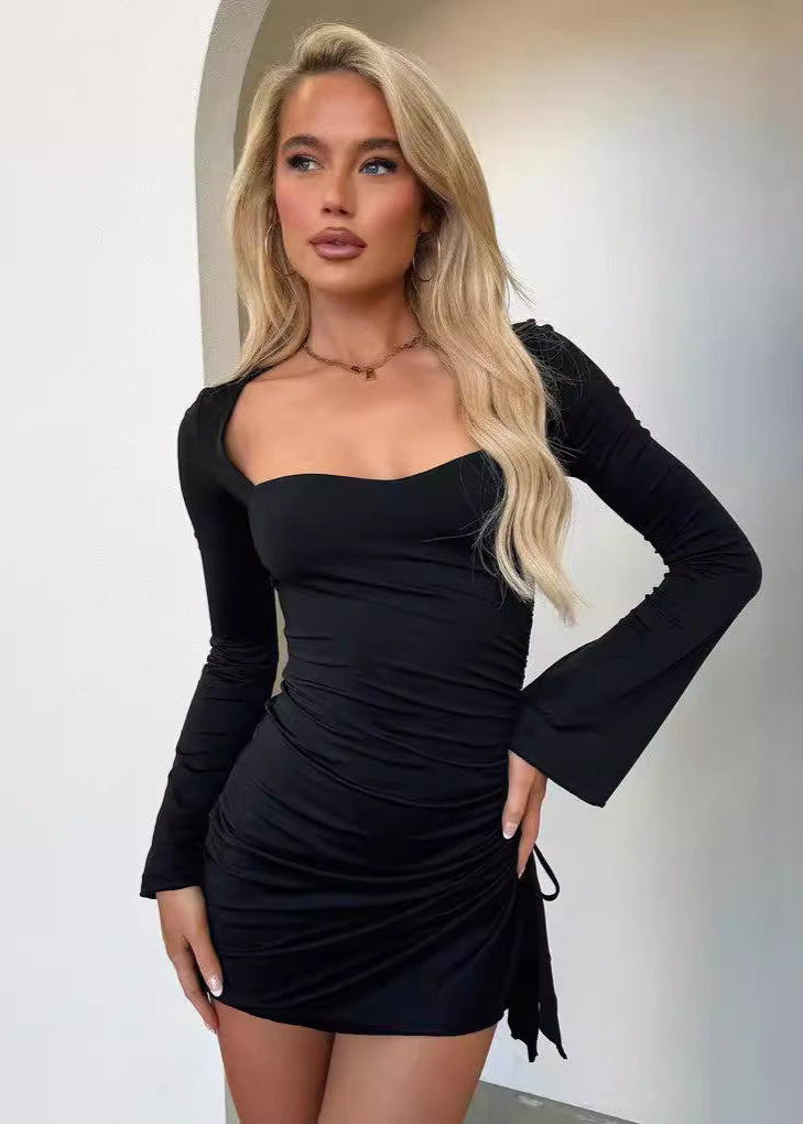 Celeste - Ruched Long Sleeve Mini Dress