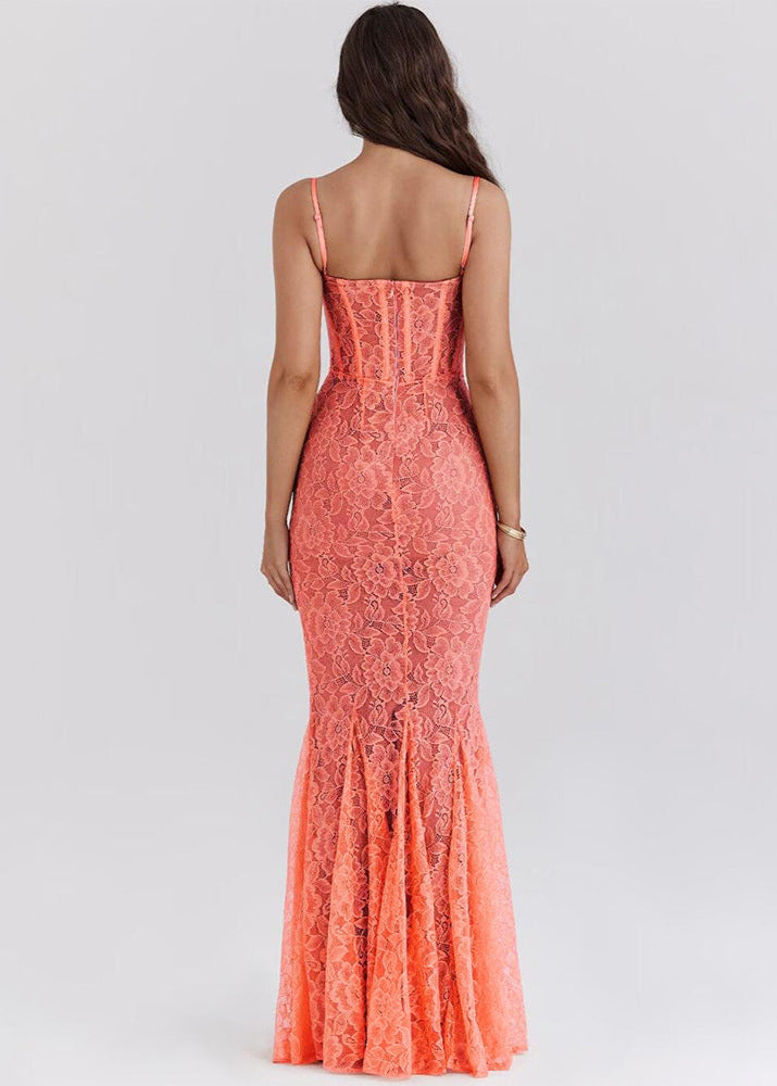 Valeria - Sheer Lace Bustier Gown