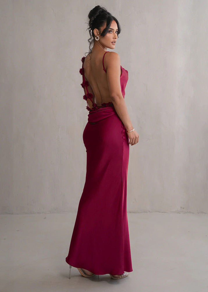 Seraphina - Satin Cowl Neck Evening Gown