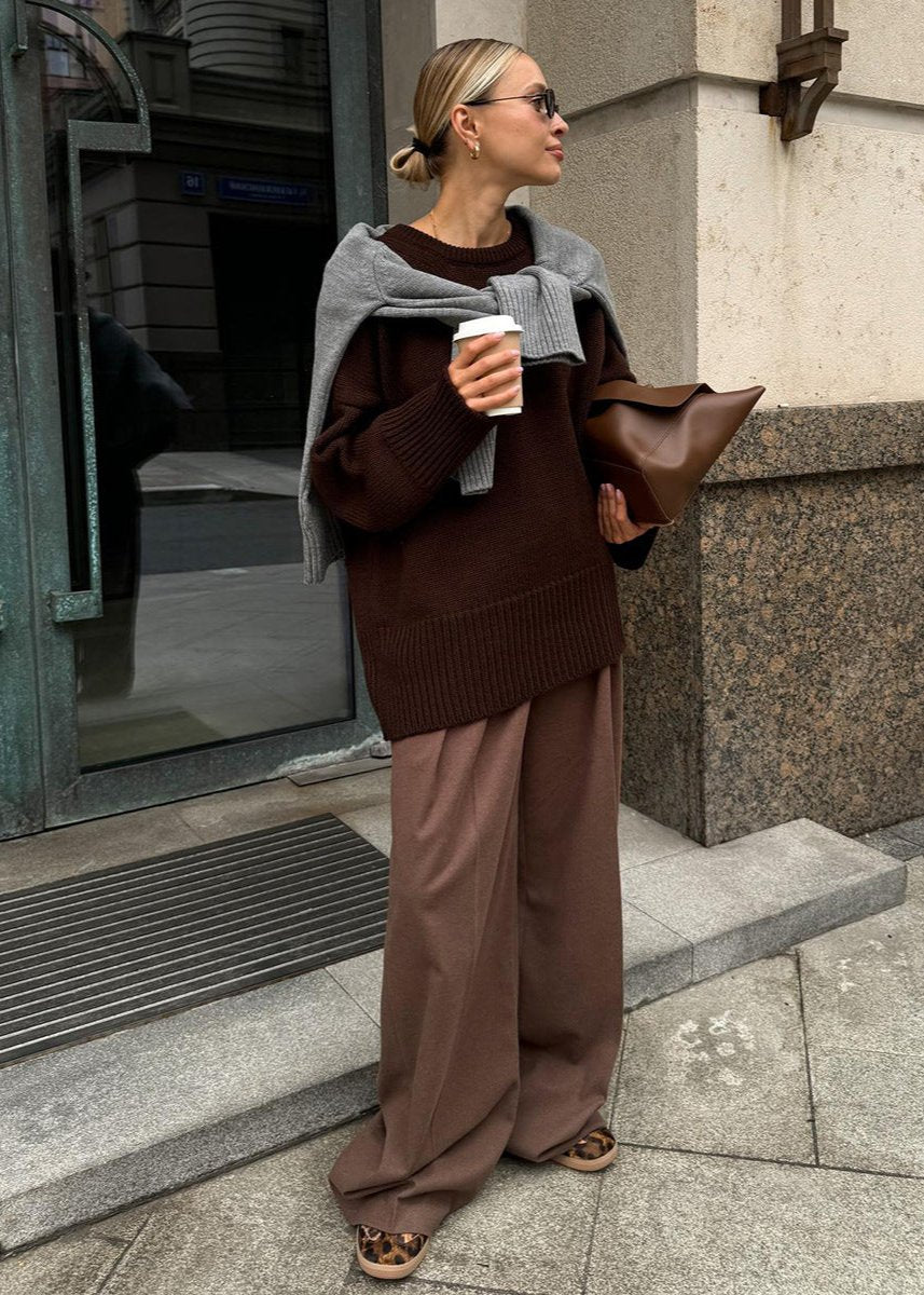 Slate Gray Oversized Knit Sweater