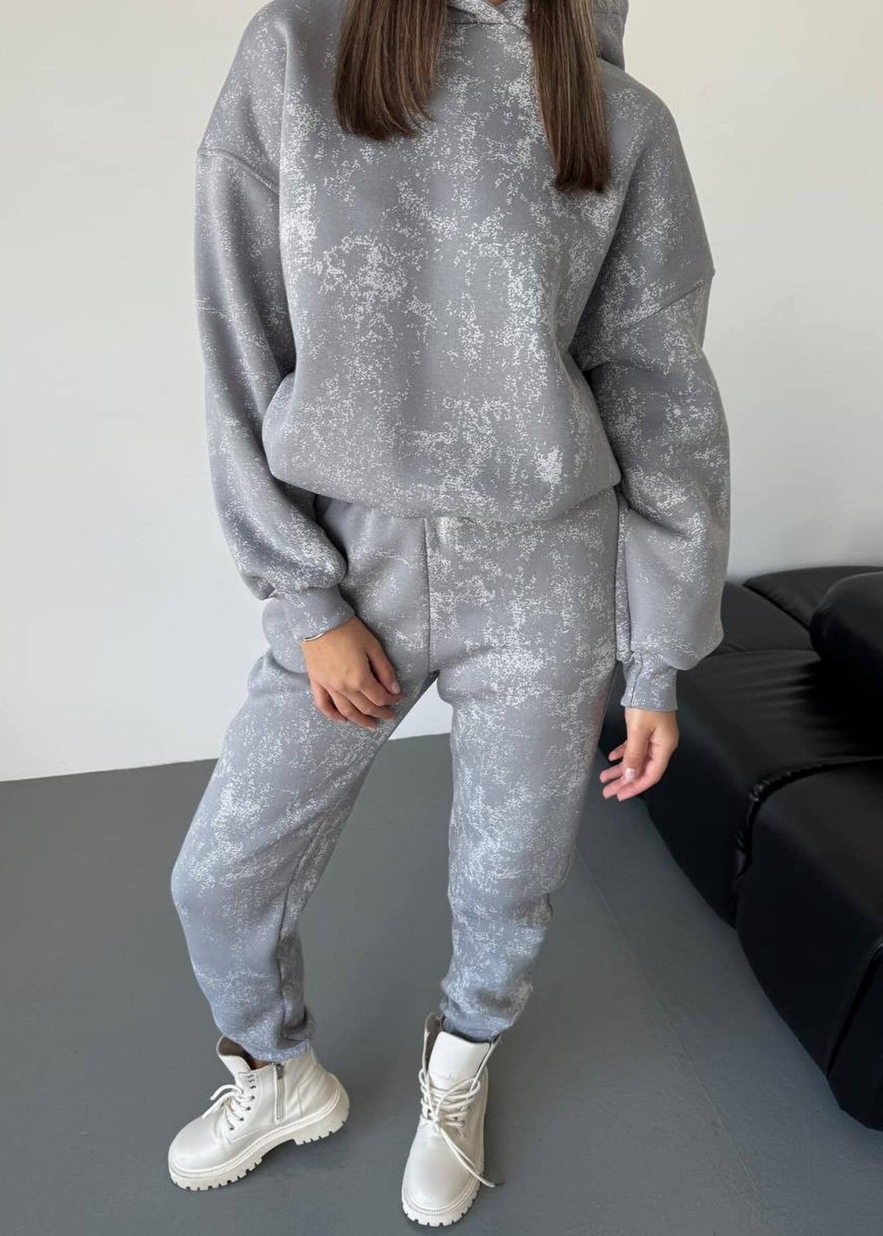 Luna - Metallic Wash Oversized Hoodie & Jogger Set