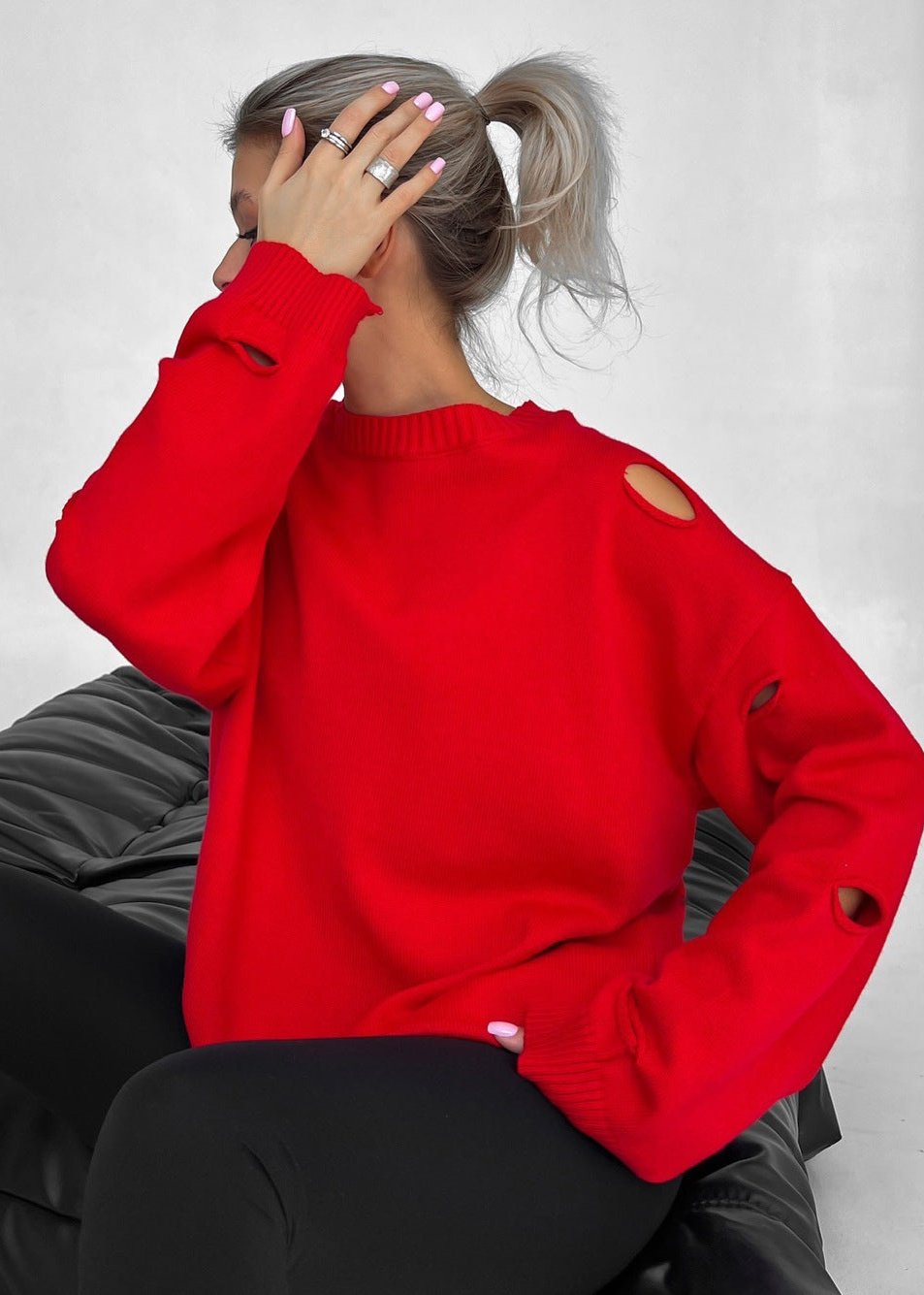 Bold Distressed Oversized Knit Sweater