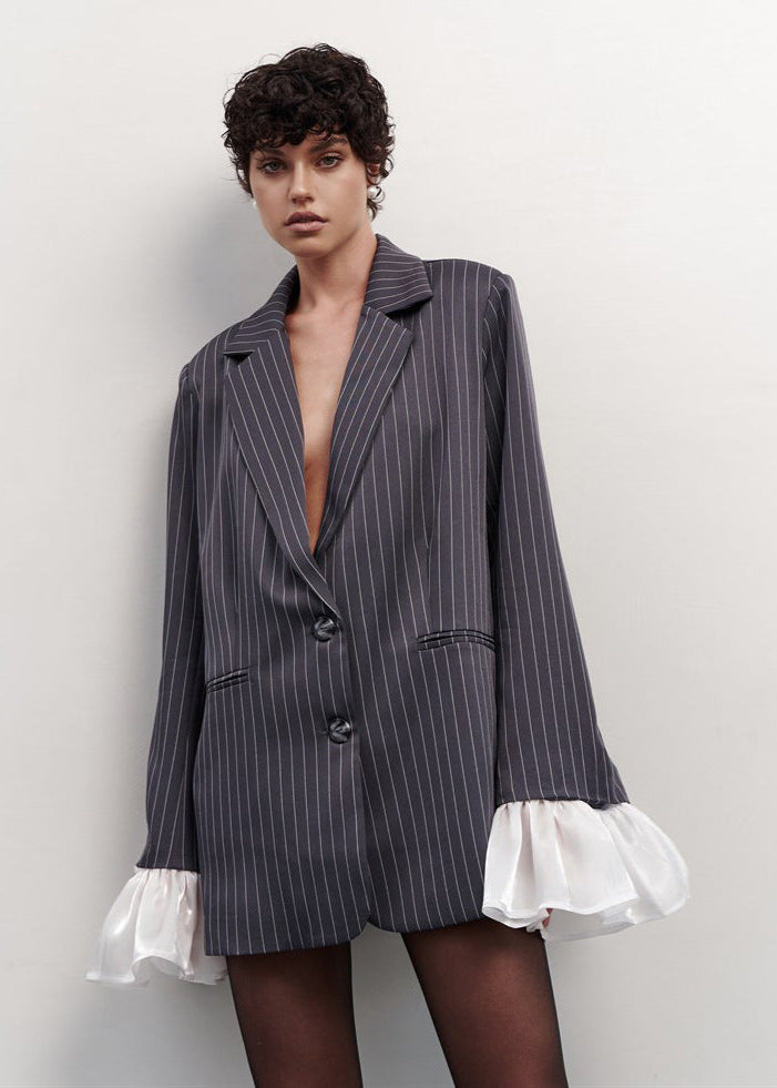 Pinstripe Drama Oversized Blazer