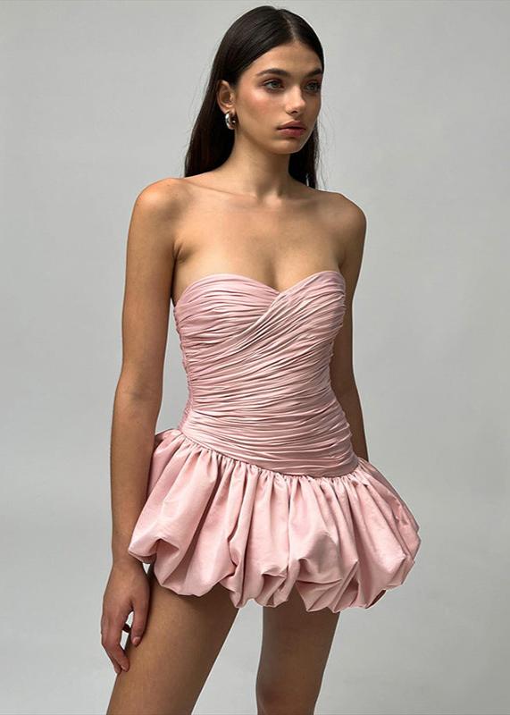 Blush Satin Bubble Mini Dress