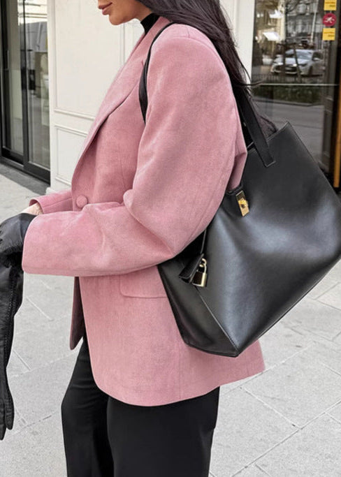 Blush Elegance - Suede Blazer