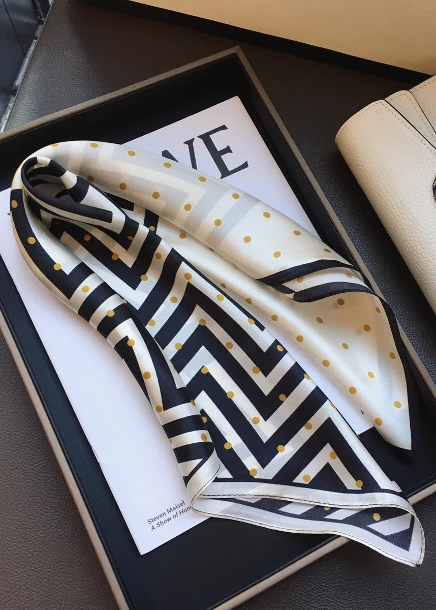 Dotline Charm - 100% Silk Square Scarf 55x55cm