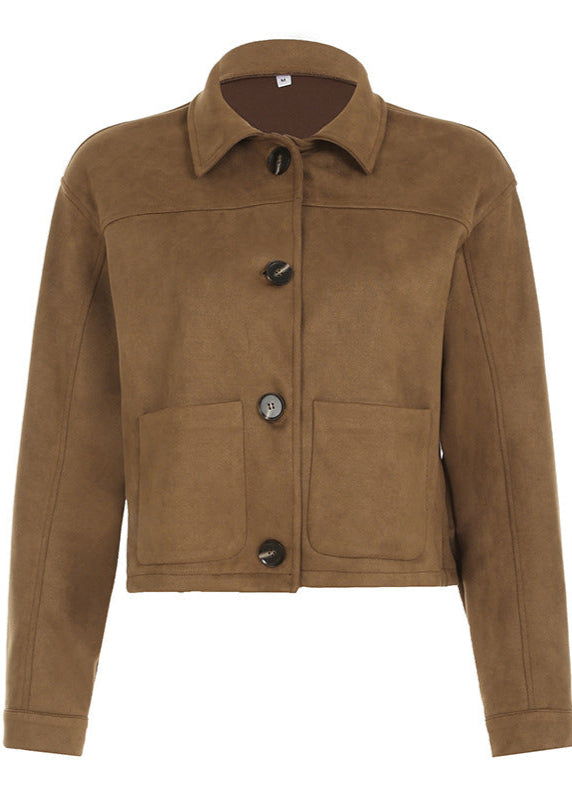 Sloane - Cropped Suede Button-Up Jacket