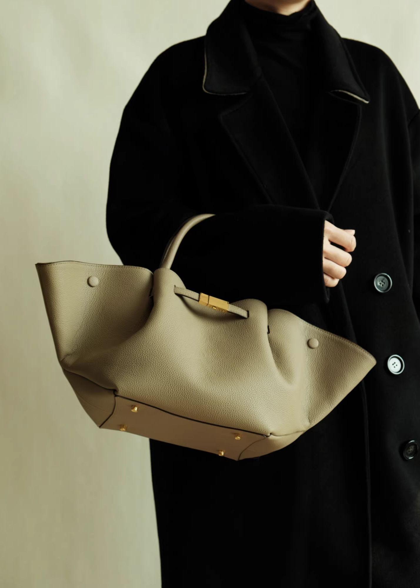 Luxe Leather Wide Tote Bag