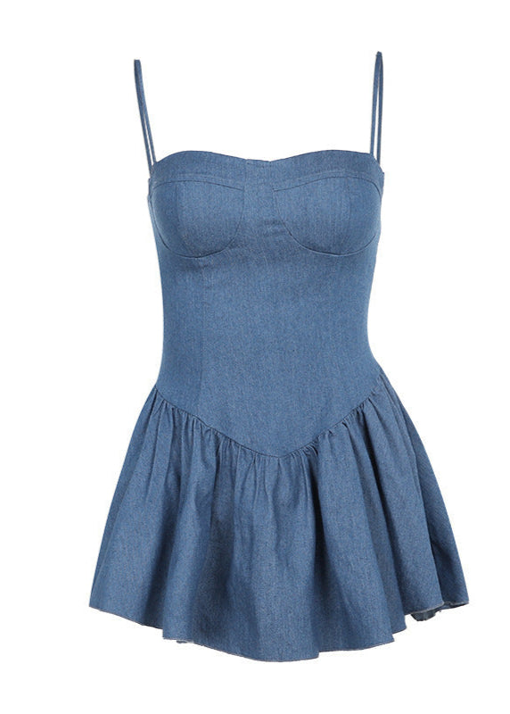 Indigo Charm - Robe Mini Bustier en Denim