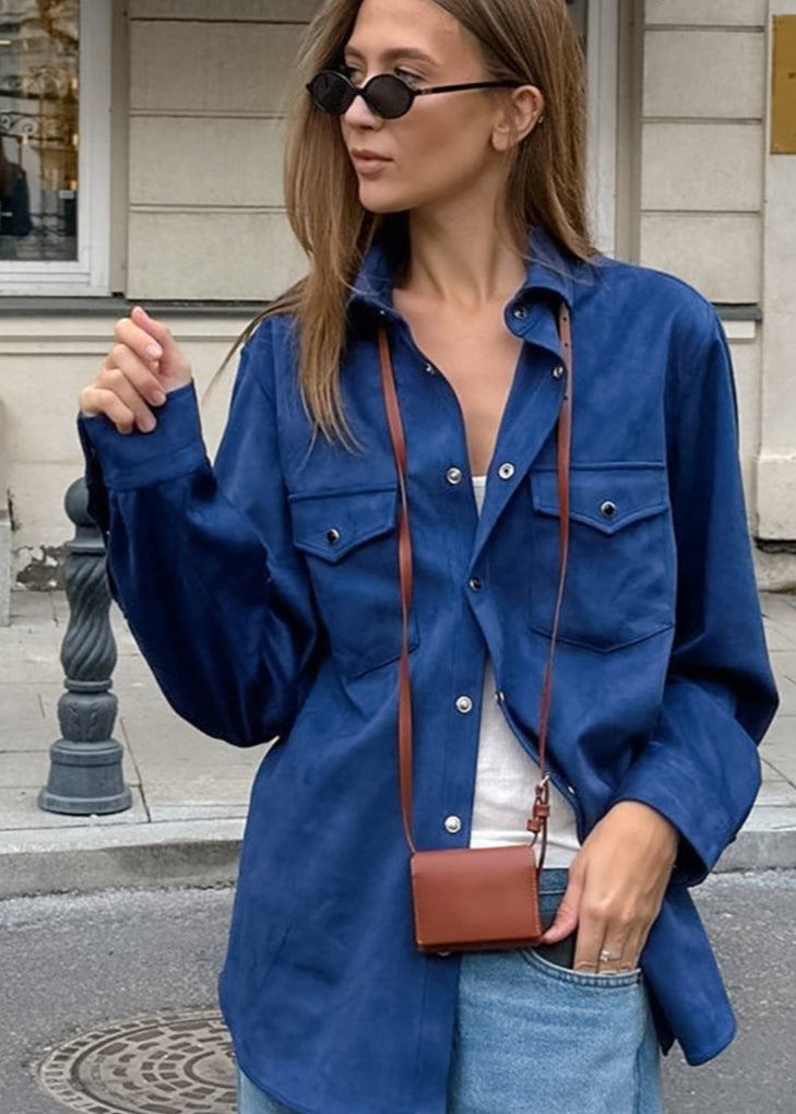 Rowan - Oversized Suede Button-Up Shirt