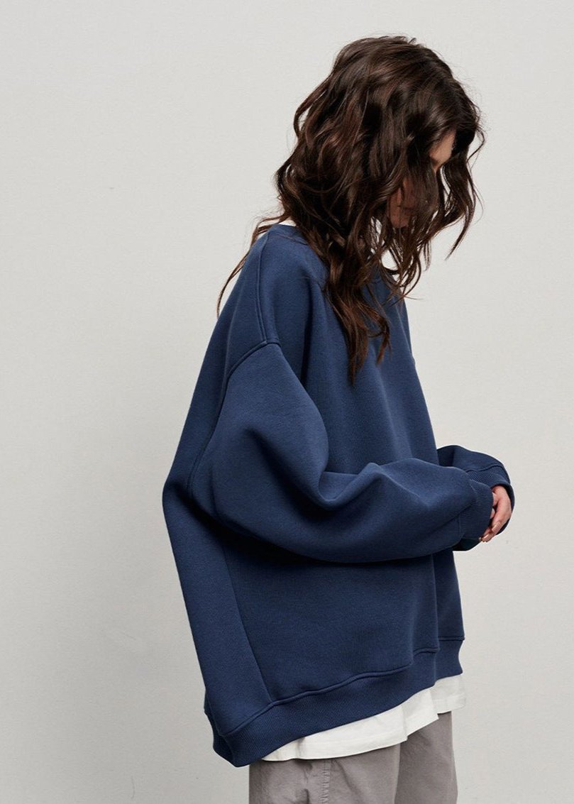 Oversized Marineblauwe Sweatshirt - Moeiteloze Cool