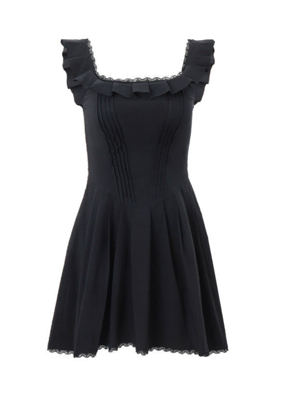 Midnight Charm - Ruffled Corset Mini Dress