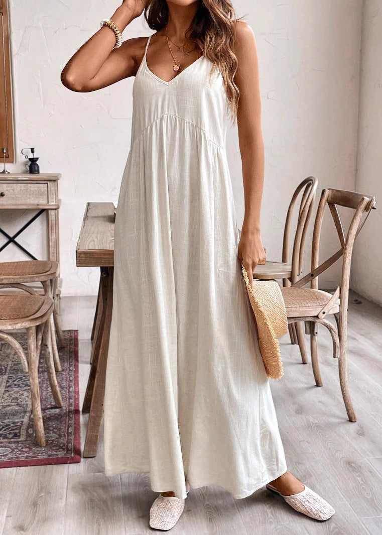 Isla - Flowy Linen Blend Maxi Sundress