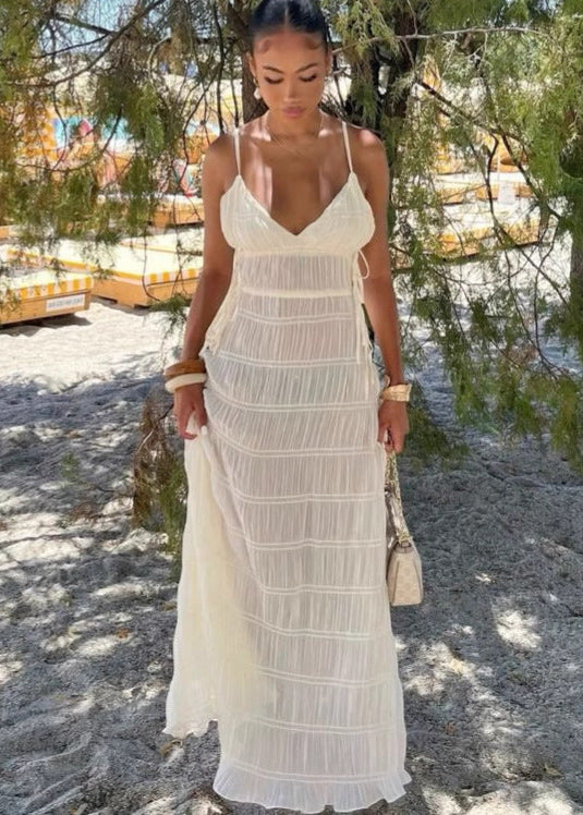 Serena - Pleated Spaghetti Strap Maxi Dress