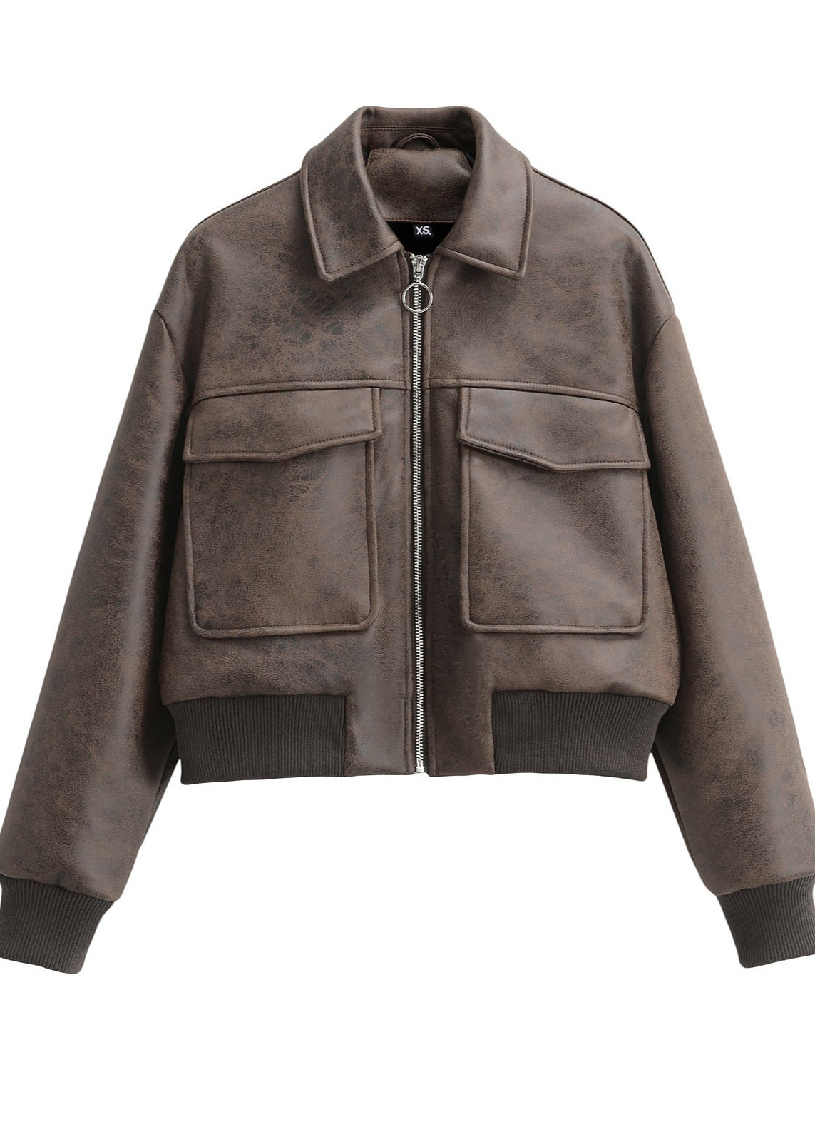 Noa - Vintage Faux Leather Bomber Jacket