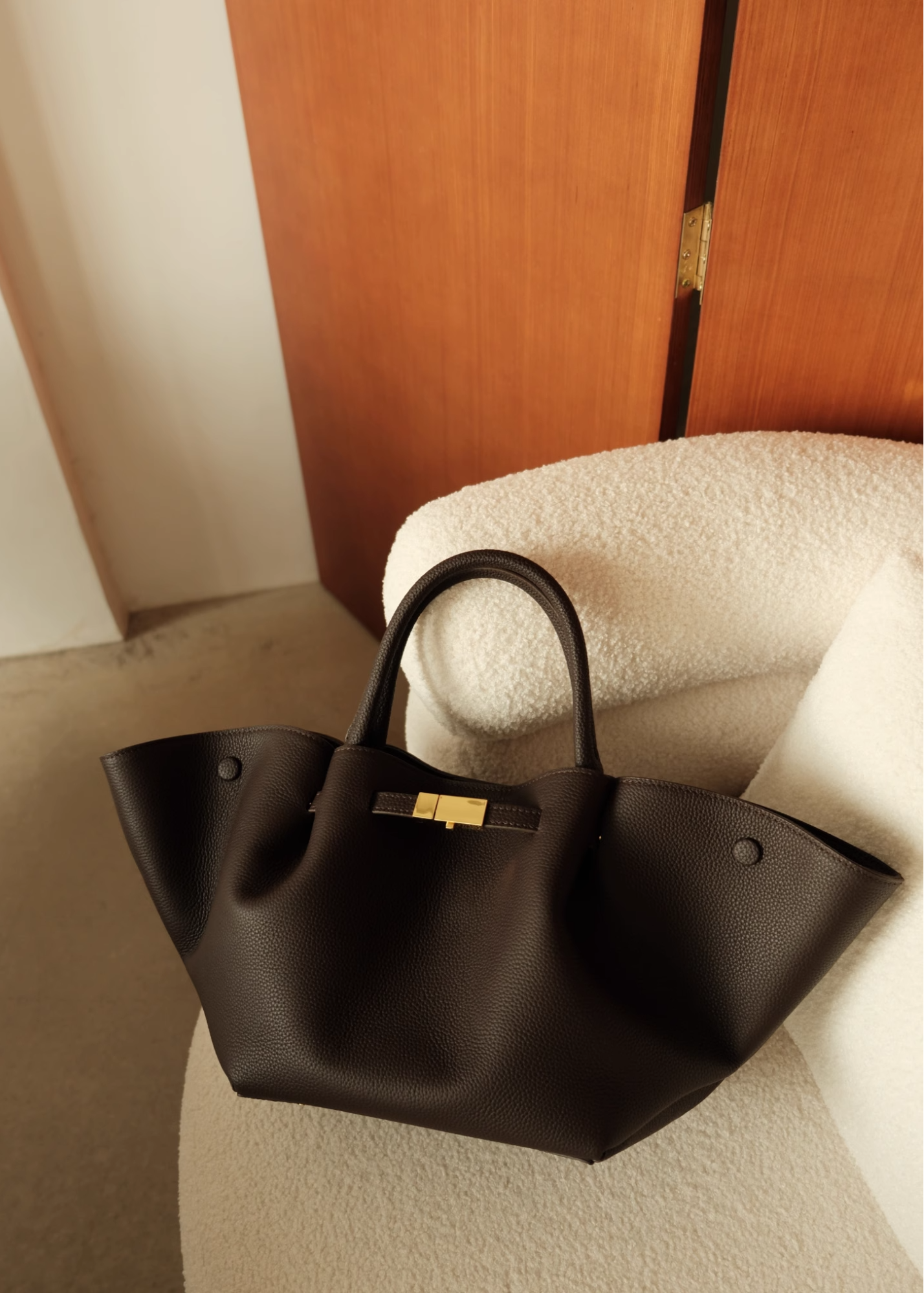 Luxe Leather Wide Tote Bag