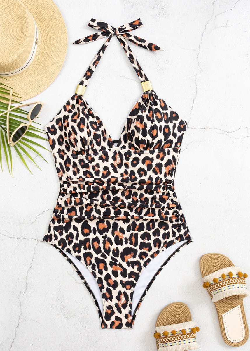 Wild Charm Halter One-Piece Swimsuit