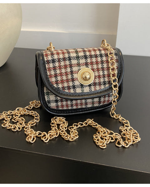 Plaid-Woolen Retro Shoulder Bag