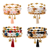 Ethnic Wooden Bead Tassel Bracelet - VibeSoothe