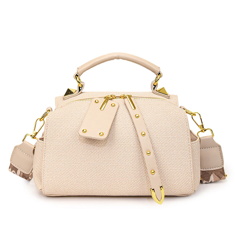 Urban Strap Detail Barrel Bag – Compact Canvas Style
