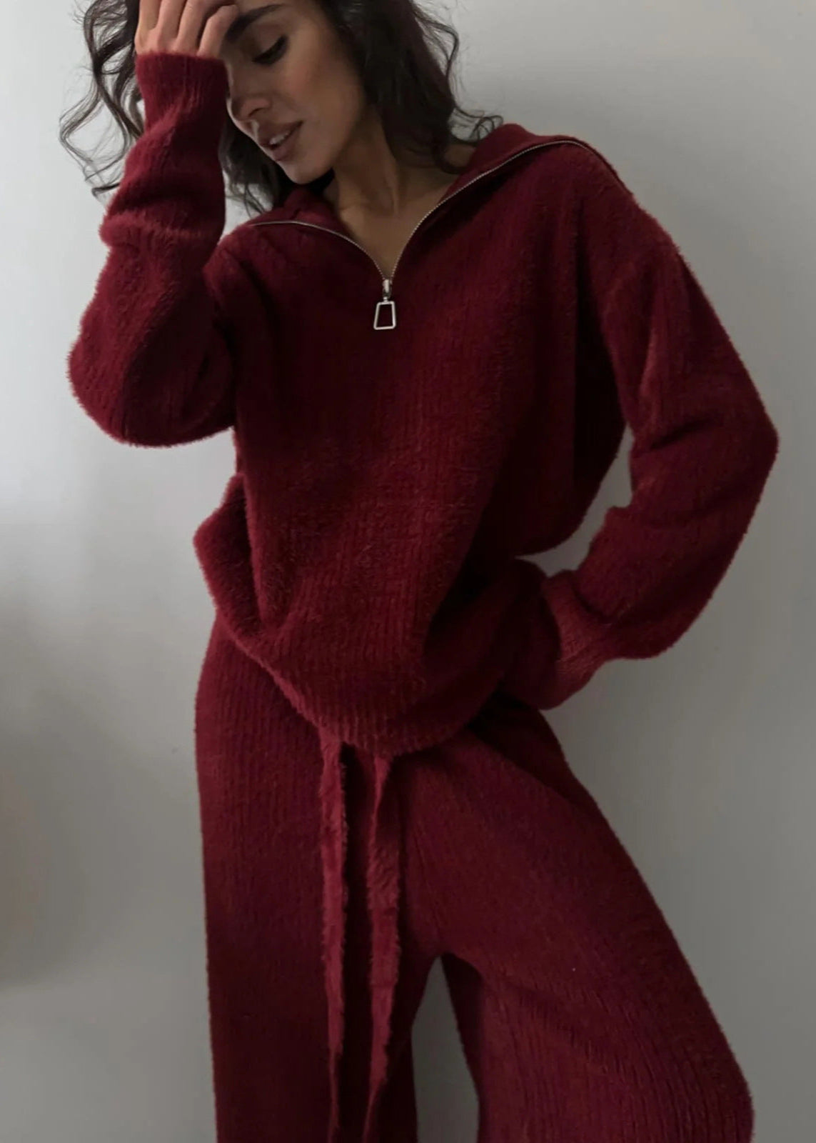 Livia - Cozy Knit Half-Zip Lounge Set