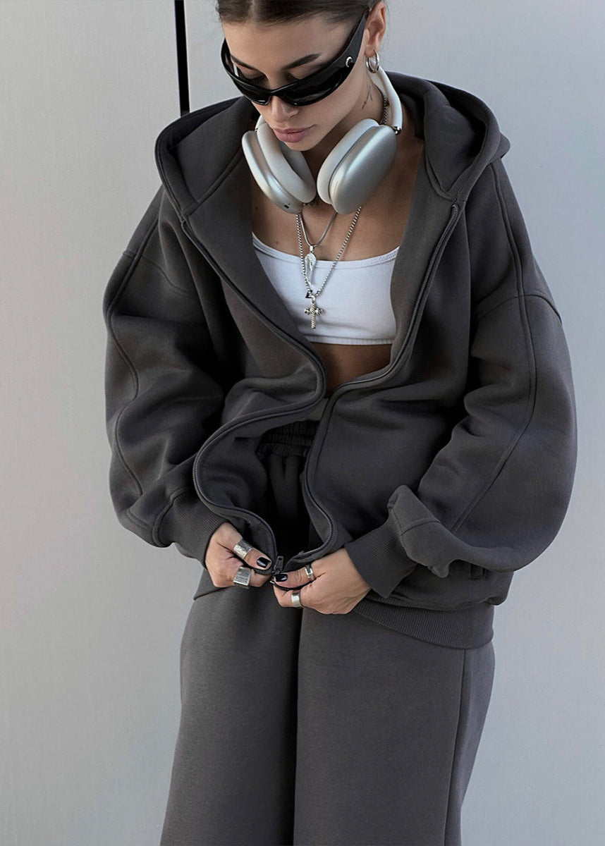 Urban Edge - Oversized Zip Hoodie & Sweatpants Set