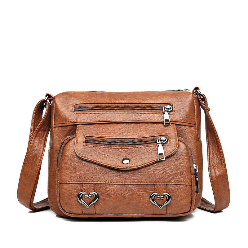 Soft-Leather Multi-pocket Shoulder Bag