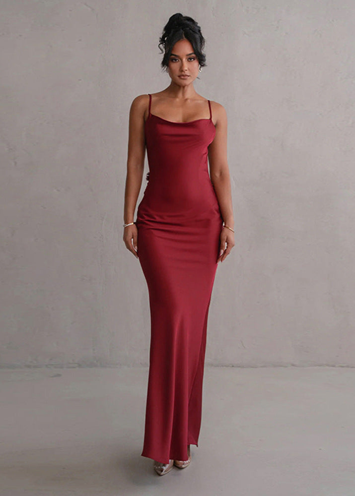 Seraphina - Satin Cowl Neck Evening Gown