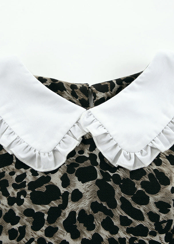 Chic Leopard Ruffle Collar Dress