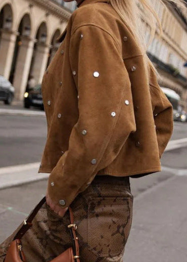 Studded Suede Cropped Jacket