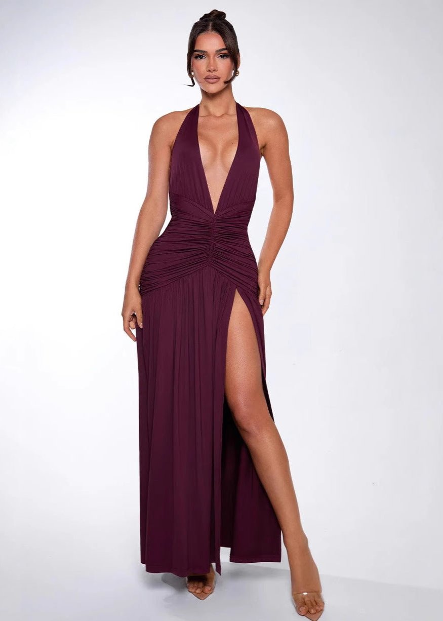 Amaranthine Halter Maxi Jurk