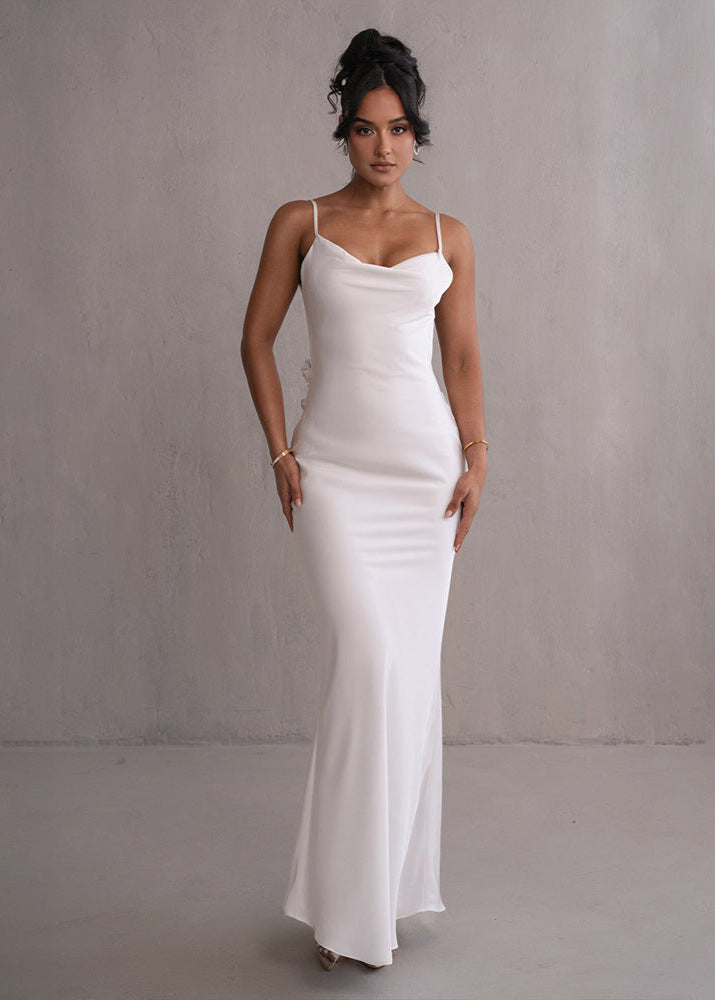 Seraphina - Satin Cowl Neck Evening Gown